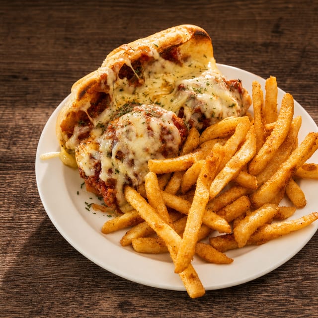 Monday - All-Beef Italian Meatball Hoagie and Seasoned Fries.