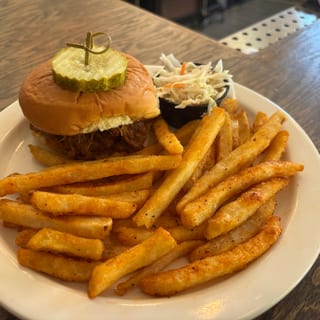 Wednesday - 7-Hour Smoked Pulled Chicken Sandwich w/ Coleslaw  and Seasoned Fries